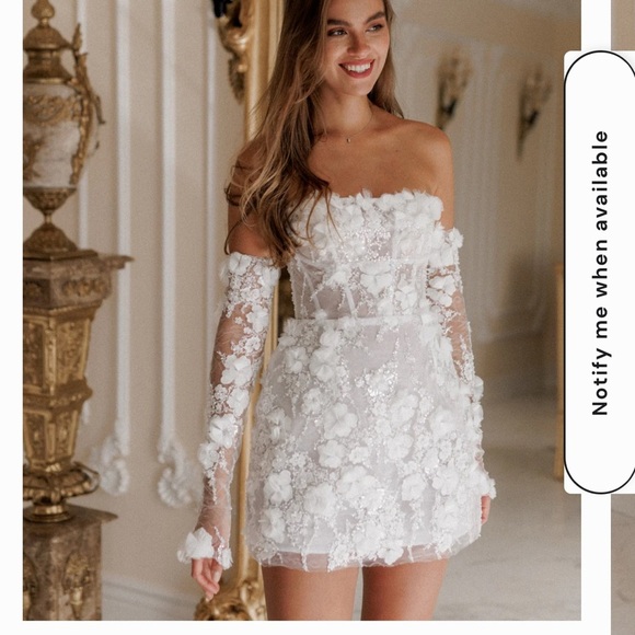 Elegant White Floral Mini Dress - Picture 5 of 5